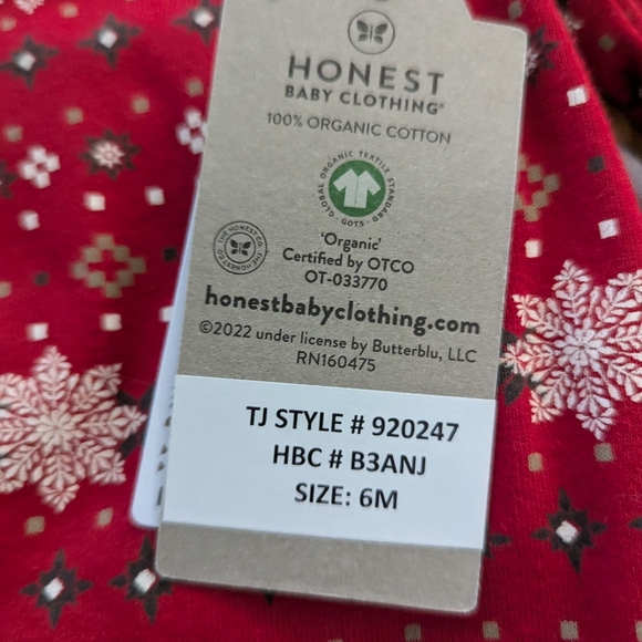 Winter Layette Set,3 piece, Honest Co., Organic,Size 6 Months - Picture 3 of 6